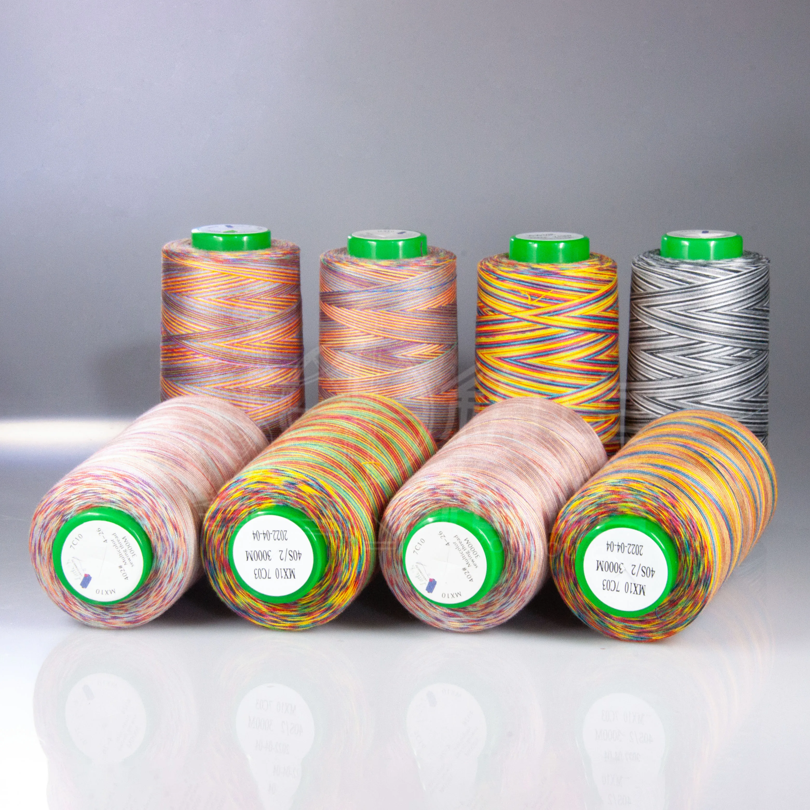 Custom Wholesale Multicolor Spun thread Cotton Multicolor embroidery thread Colorful Polyester Rainbow Multicolor Sewing Thread