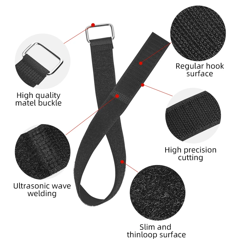 Hook and Loop Strap Custom Adjustable Metal Buckle hook and loop Velcroes Strap