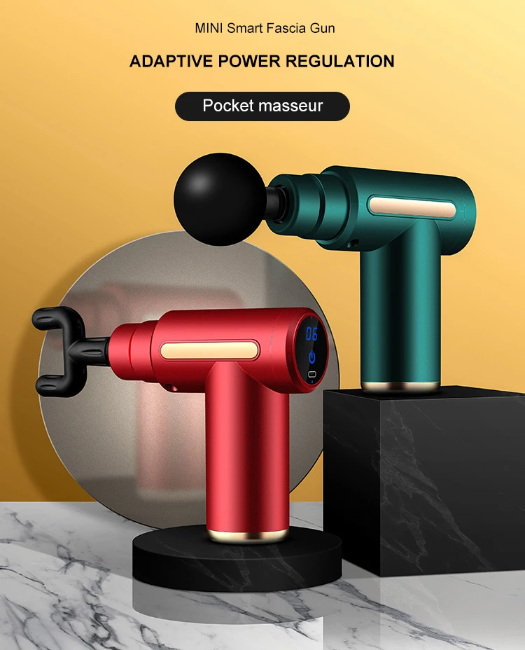 USB mini pocket electric vibration massage gun portable fitness equipment muscle relaxation massager LCD fascia gun