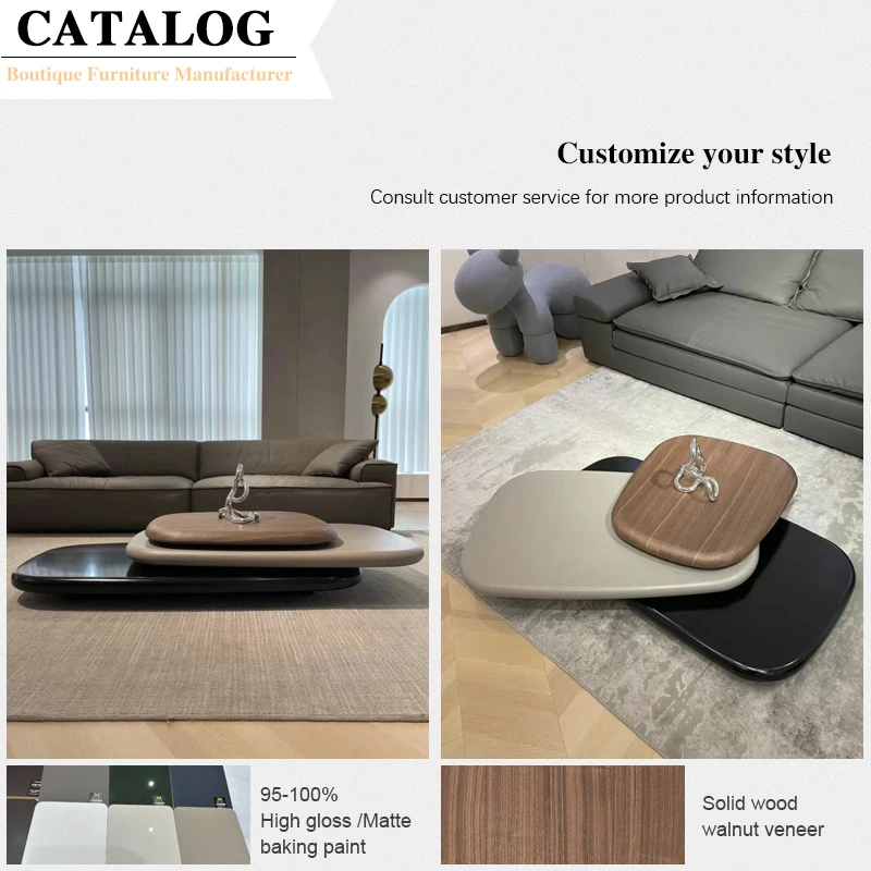 Coffee Shop Center Tea Table Wooden Veneer Ethiopian Swivel Coffee Table for Living Room Home Modern Coffee Table