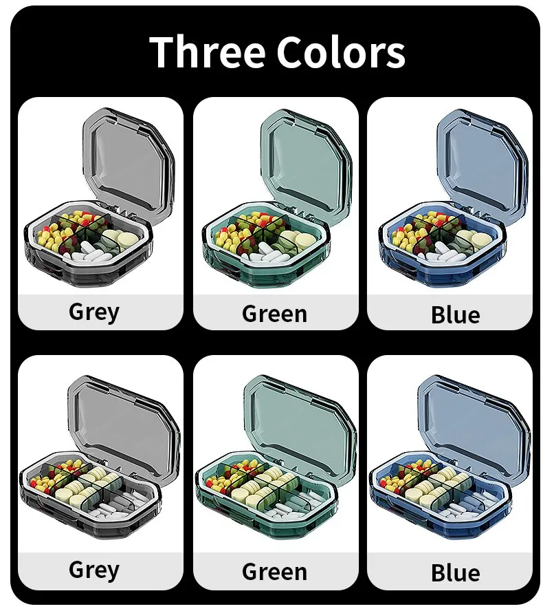 6 Grids Pill Storage Box Travel Medicines Storage Box Drug Separation Mini Portable Organizer Container With Seal Ring