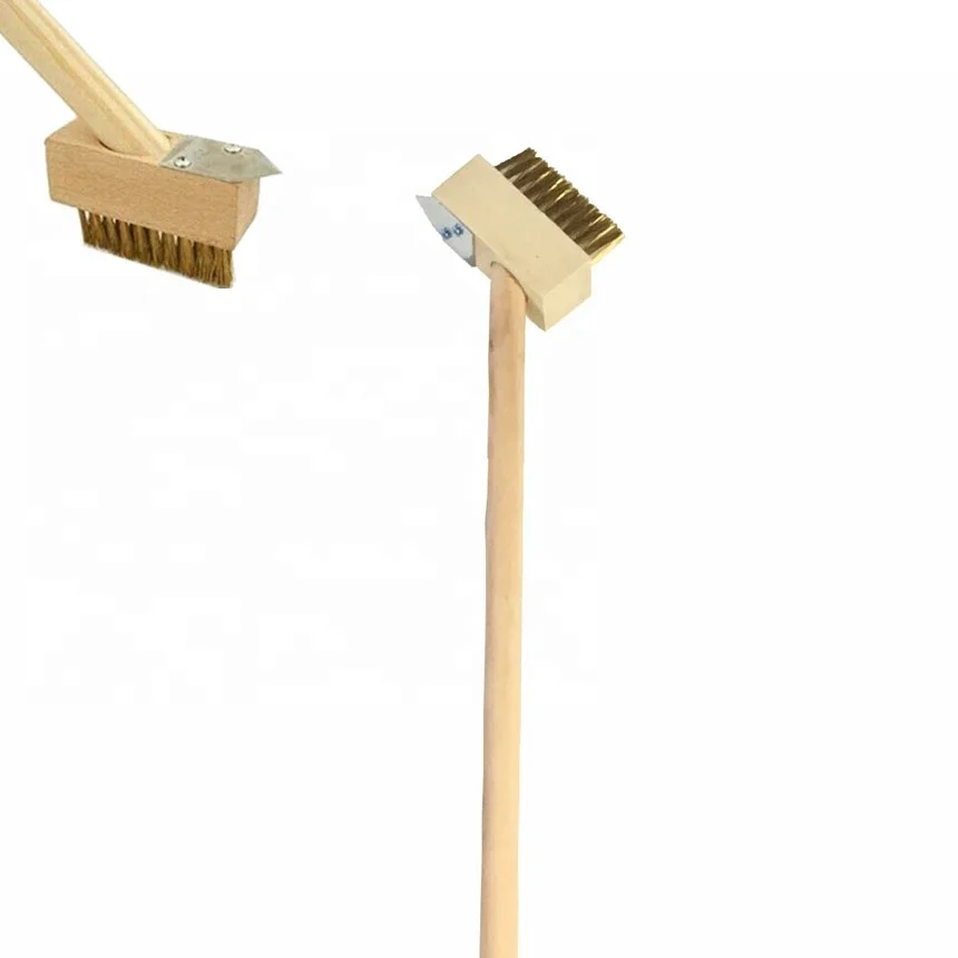Hot Selling Long Pole Solid Wooden Street Pavement Cleaning Tools Weed Moss Wire Brush Scrubber Set