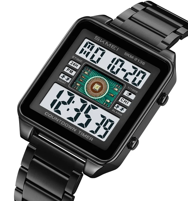 Роскошные цифровые часы SKMEI 2136 Reloj Hombre с двойным дисплеем для мужчин