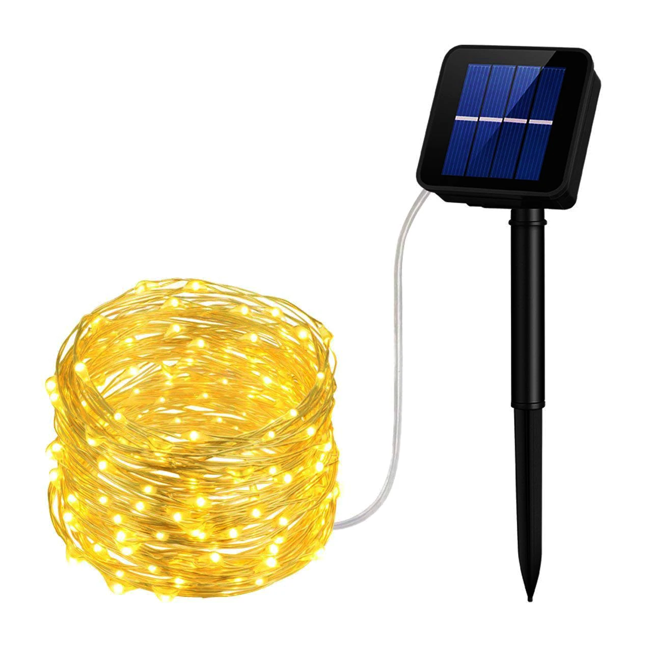 Light String Christmas Tree Decoration Kit Solar Panel Powered Flashing Warm White Copper Wire Lights  Garden Mini LED