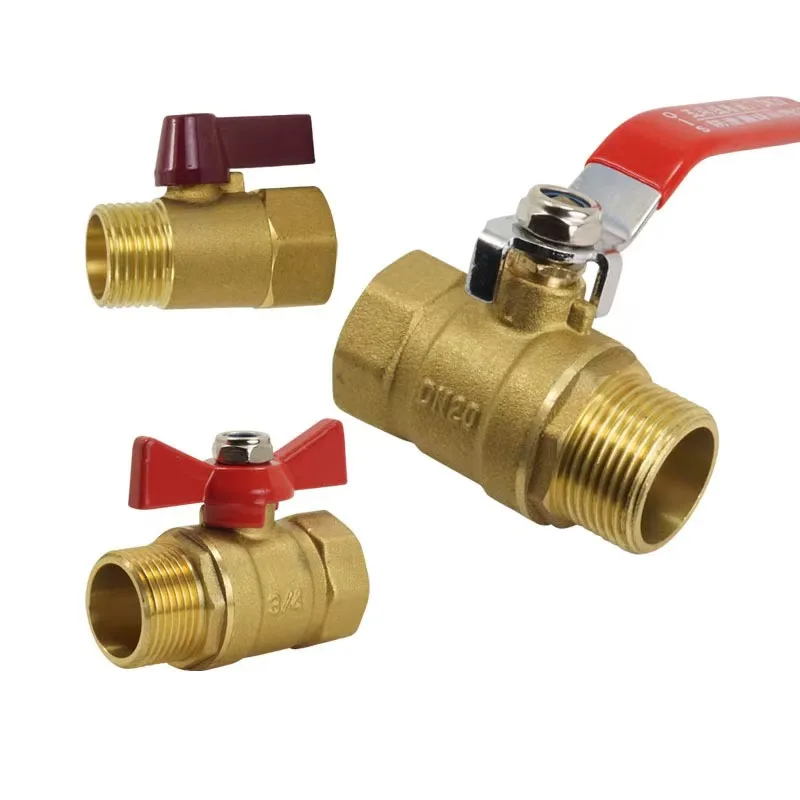 ZYL Brass valve with inner and outer threads mini ball valve with red handle straight valve small red hat air compressor switch
