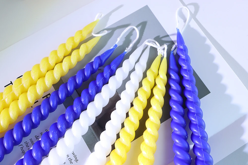 Supermarket hot sell  spiral conjoined candle colorful hand make factory cheap price