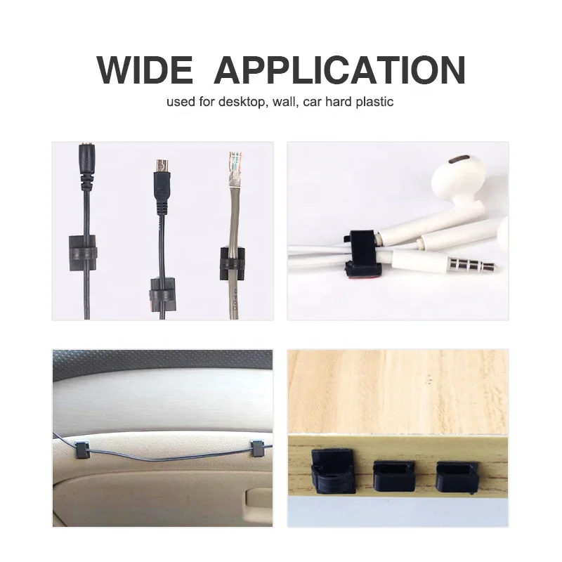 Nylon adhesive electric cable clamp Self Adhesive Wire Clip Cable Tie Holder