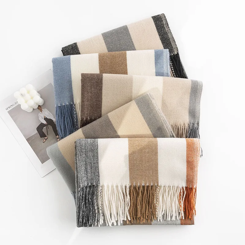 Fashion Soft Winter Soft Pashmina Cashmere Scarf Lady Stylish Plain Woven Women Tassel Cashmere Shawl