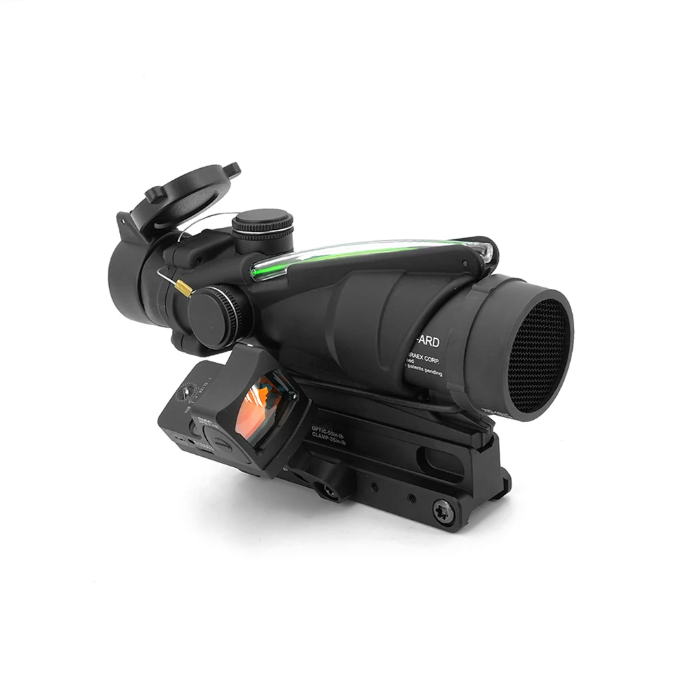 Spec precion Tactical TA31F 4x Fiber Optics Illuminated RedGreen Chevron Reticle 4x32 With Mini Red Dot Sight With Offset Mount