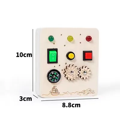 Montessori Wooden Busy Board with LED Light with Toggle Switch Sensory Toys for Toddlers 1-3 Travel Toys for Educational