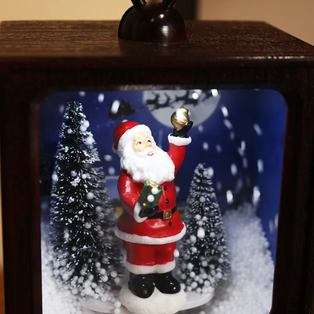 Christmas Snowing TV Battery Operated Gifts with Santa Clause Christmas Table Fireplace Decoration Christmas Gift