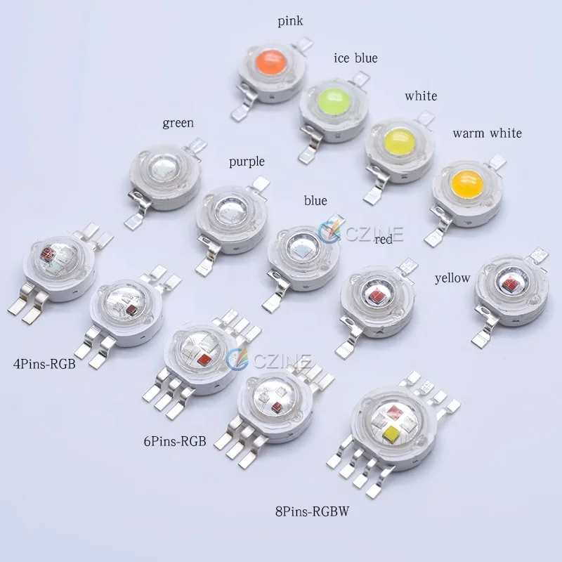 Czinelight Высокое качество 1 Вт 3 Высокая мощность Led 2pin 4pin 6pin Rgb красный синий белый желтый