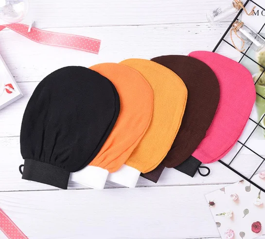 Customized Moroccan Bath Scrub Rayon Viscose Bath Scrub Mitt Peeling Turkish Silk Exfoliating Body Mitt