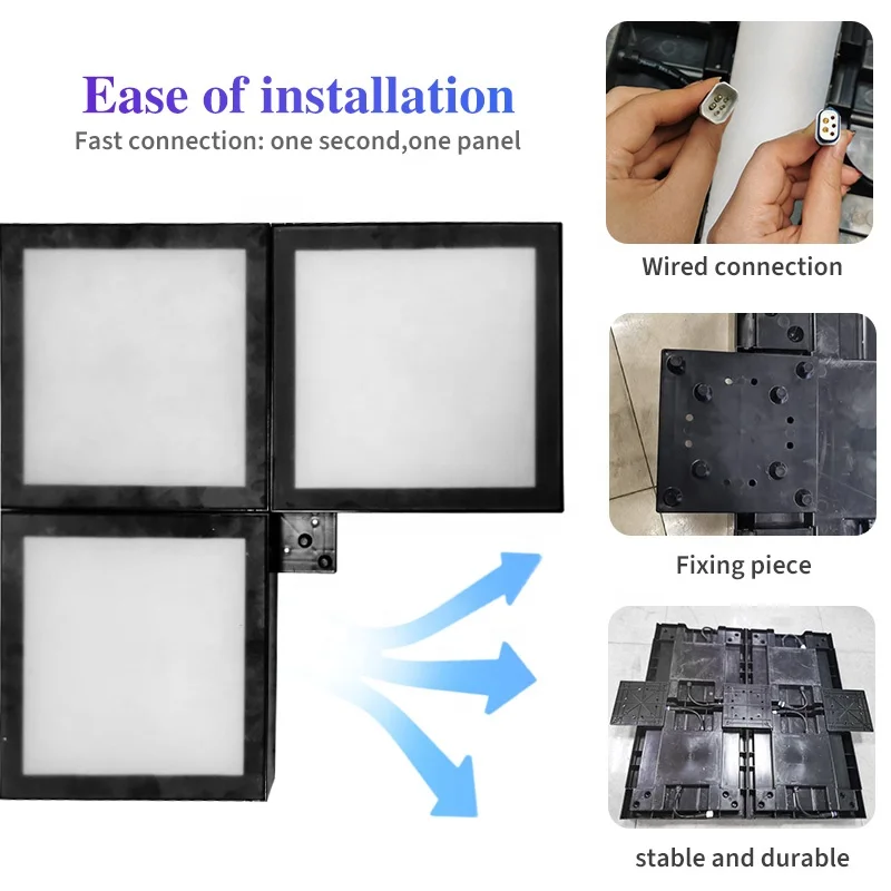 Indoor Amusement Park 30*30cm active floor game room super grid floor tiles interactive led Activate game floor