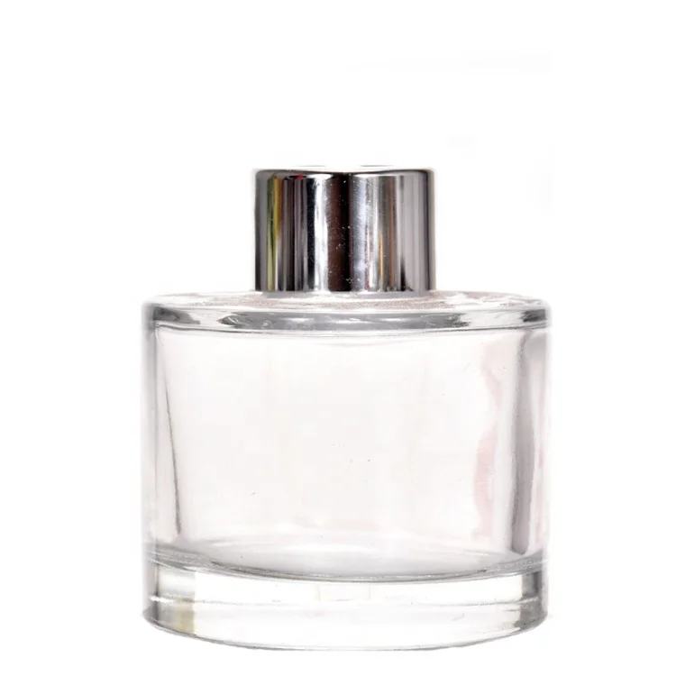 wholesale price empty clear round flat shoulder 50ml aromatherapy thickened bottom perfume diffuser bottle with cap