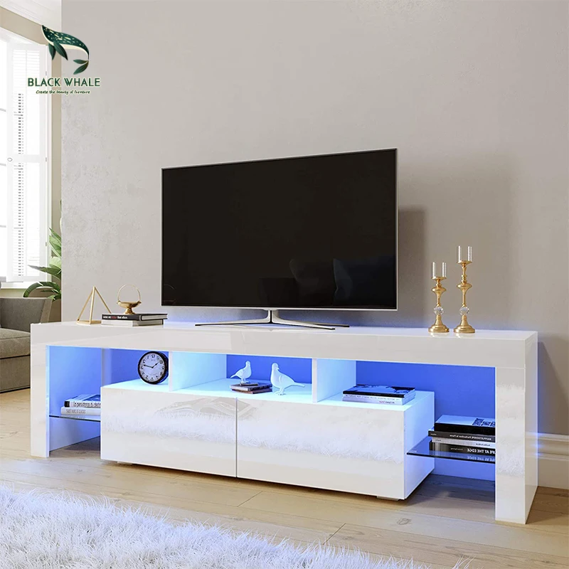 Factory Manufacturer Supplier Wholesale MDF Wooden Led lights Modern Living Room Furniture Cabinets Tv Table Stands