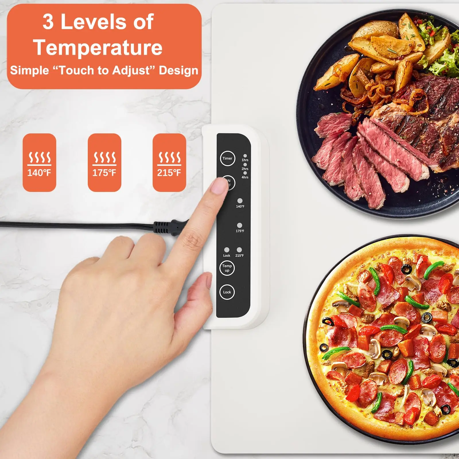 2024 New Temperature Setting Foldable Silicone Food Warming Hot Plate  Full Surface Silicone Heating Pad Electric Warming Tray