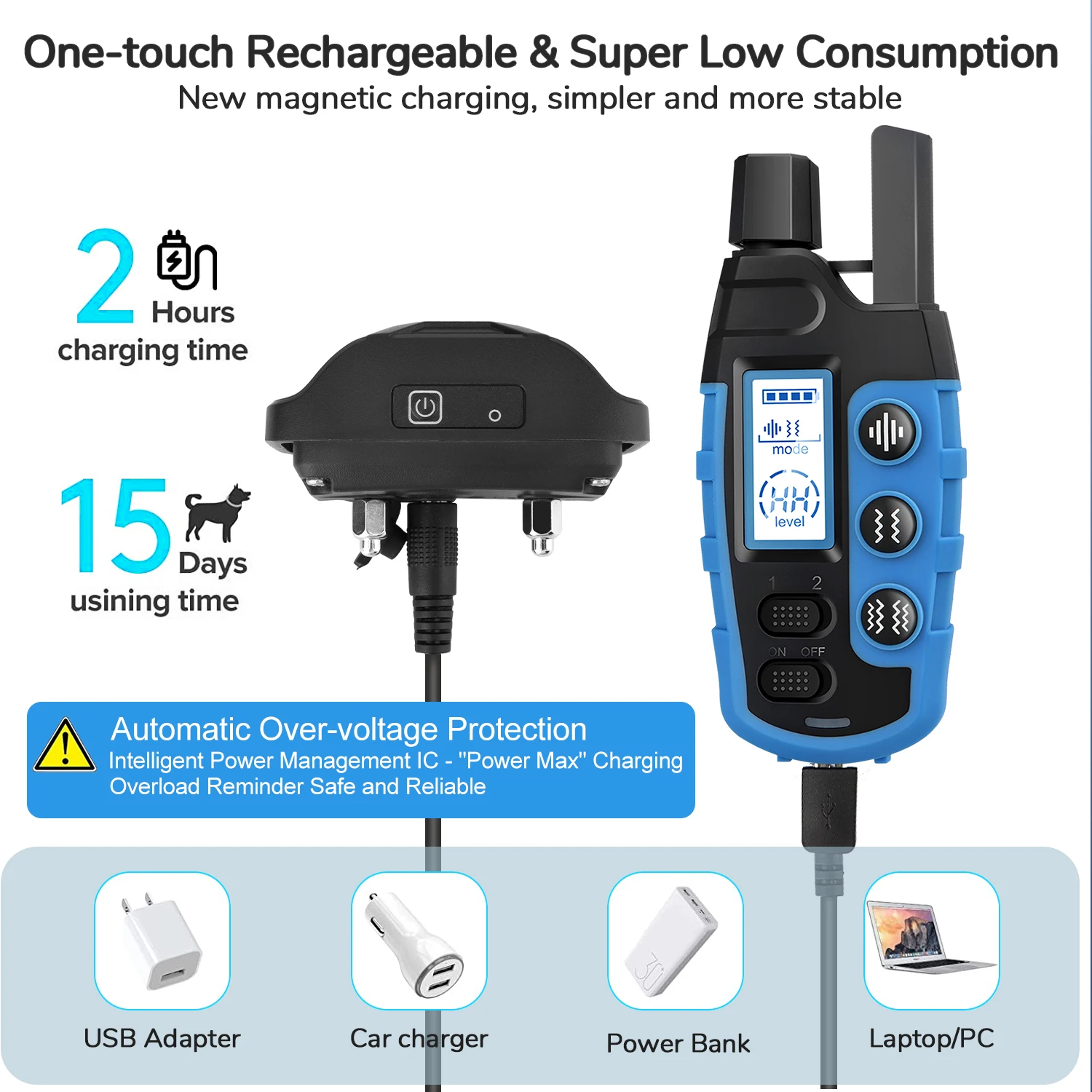 2024 Europe Hot Selling Dog Training Collar Human No Shock IP67 E-Collar with 3300Ft Remote Range for Small Medium Large Dogs