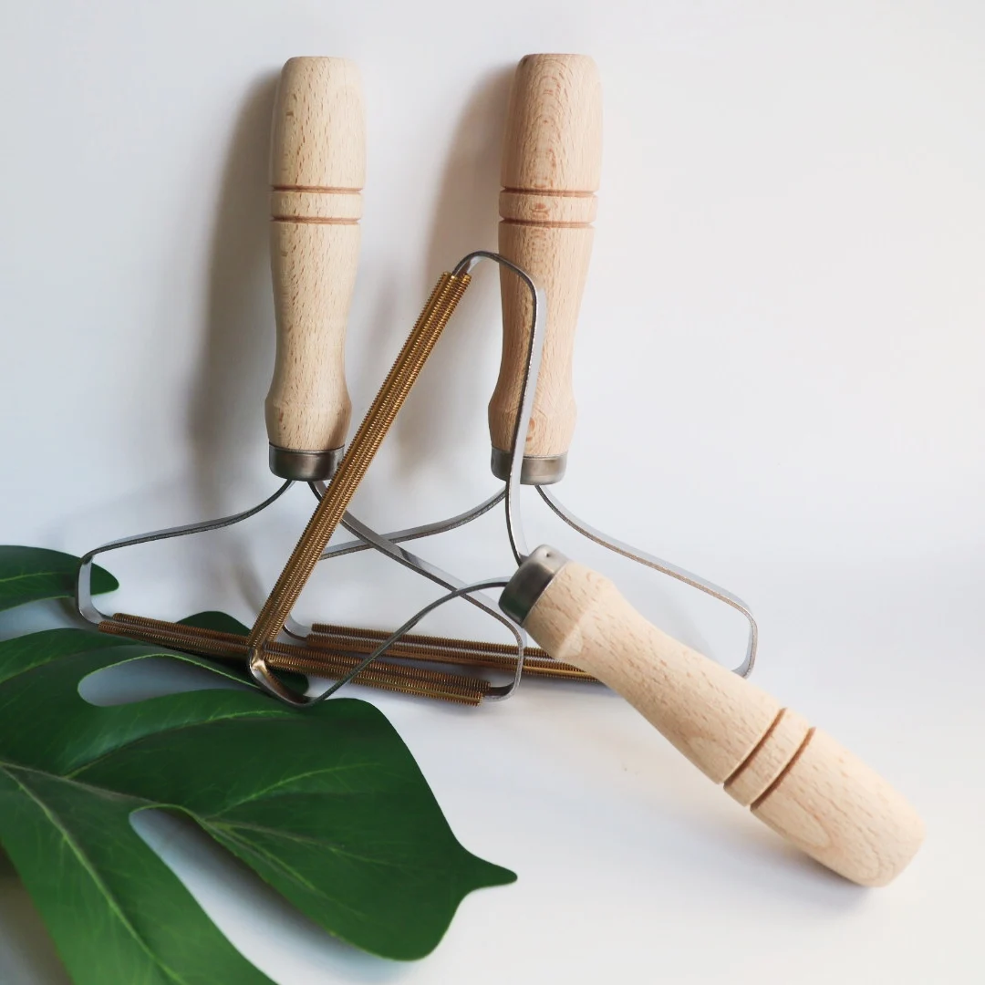 Bamboo Handle Clothes Mini Custom Brush Small Tool Reusable Wood Wooden Roller Portable Lint Remover