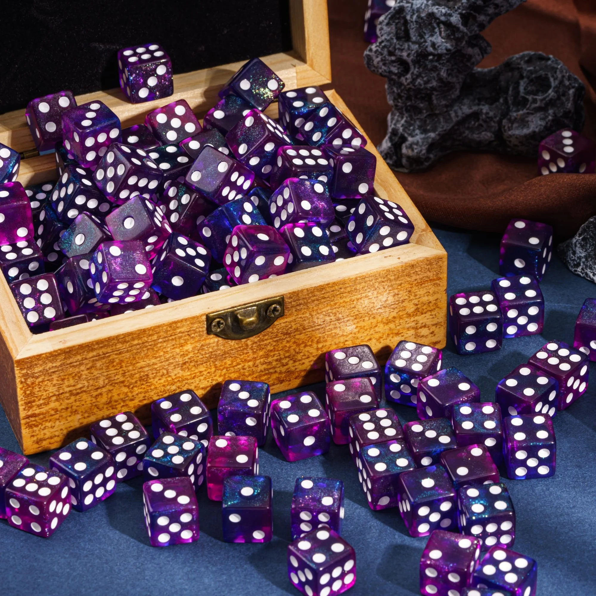 Udixi 12mm Color Blend Acrylic Glitter D6 Pip Dice Dungeons and Dragons for Left Right Center board Dice Game