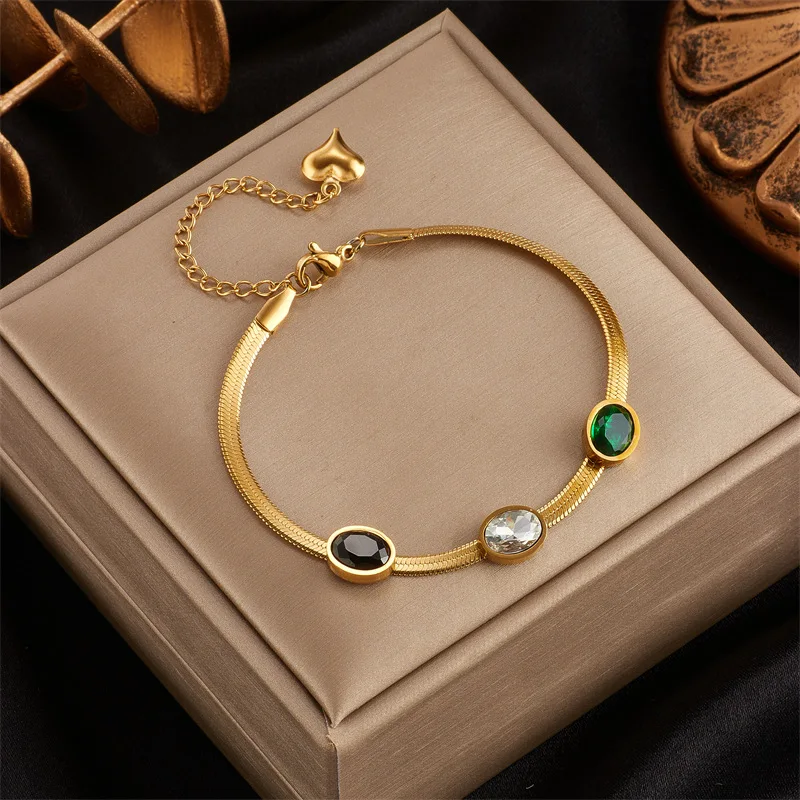 Gold Plated Evil Eye Charm jewelry with Adjustable Snake Chain - waterproof Stainless Steel bracelet for Women