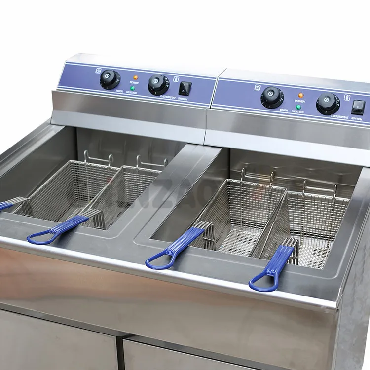 Коммерческая электрическая фритюрница для куриных чипсов с двойными резервуарами