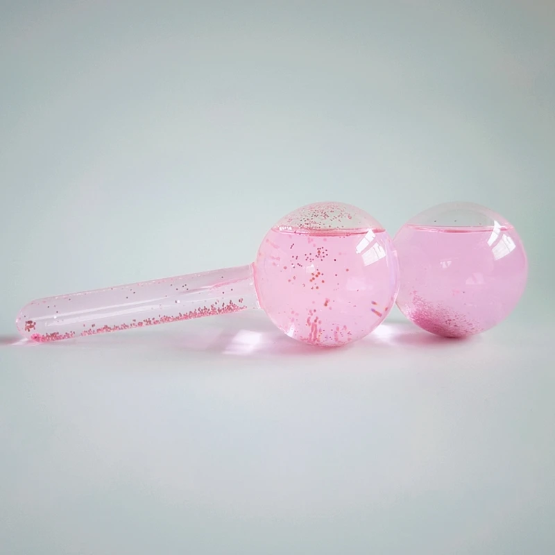 Быстрая доставка, массажные Инструменты для лица, охлаждающие розовые блестящие шарики для красоты, шарики для лица и шеи