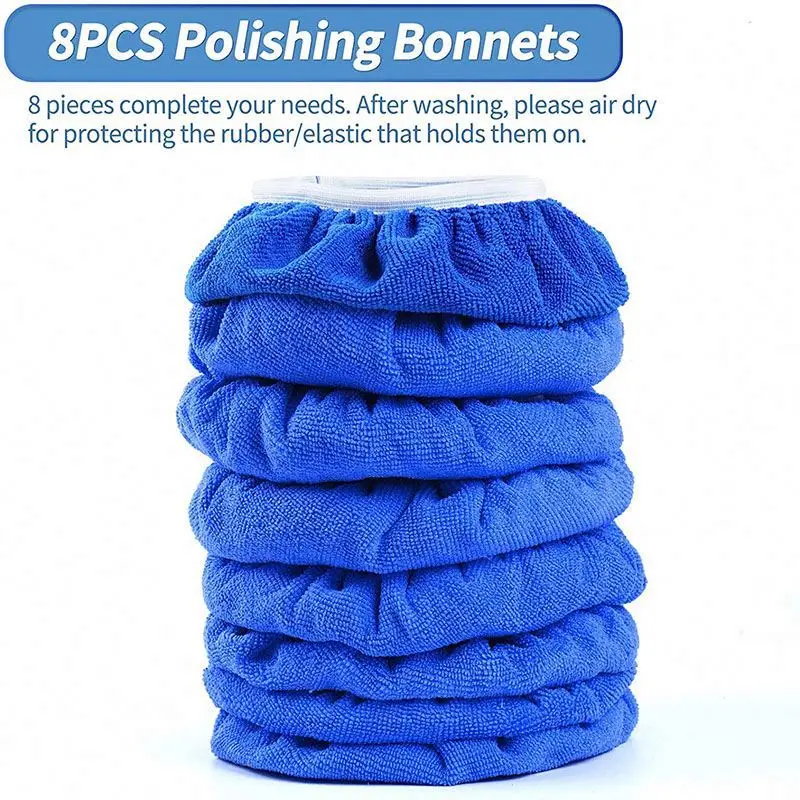 bamboo Polishing Bonnet Microfiber Polisher Bonnet Orbital Buffer Polisher Pads Buffing Bonnet