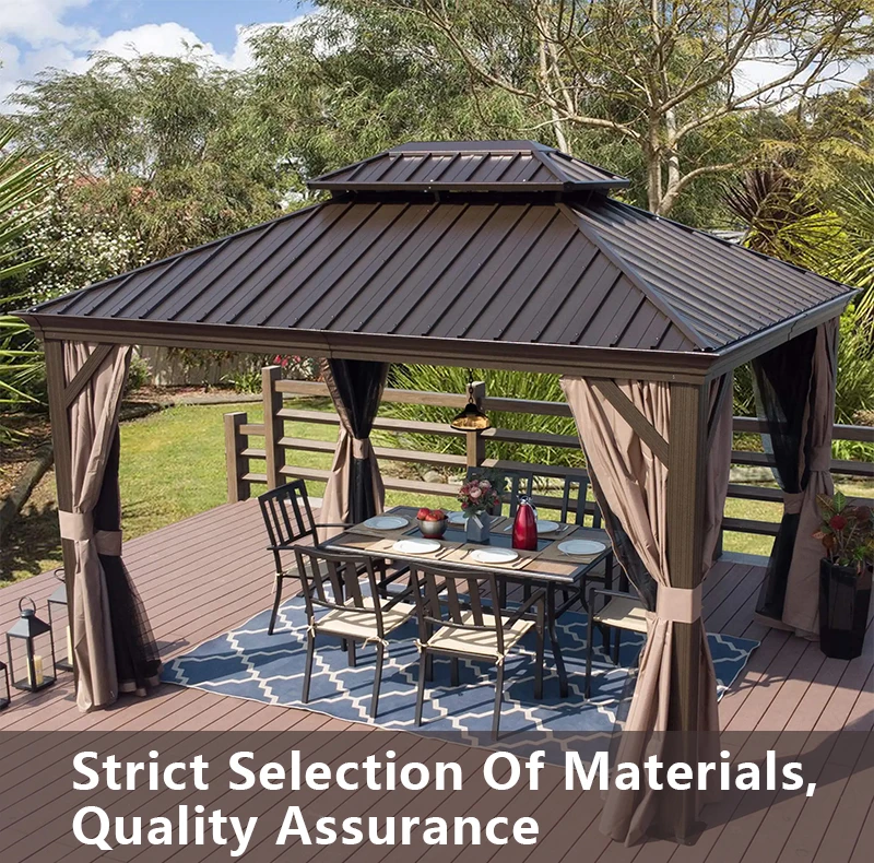 Strong bearing capacity waterproof galvanized hardtop aluminium pergola pavllion outdoor tent garden modern gazebo