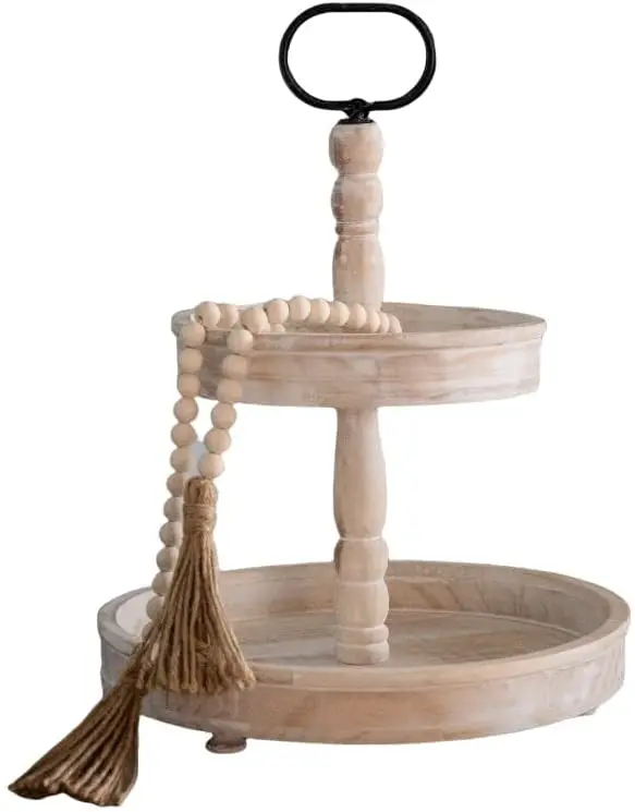 2 Tiered Tray Stand - Two Tier Tray Wood Farmhouse, Rustic, Vintage Decor