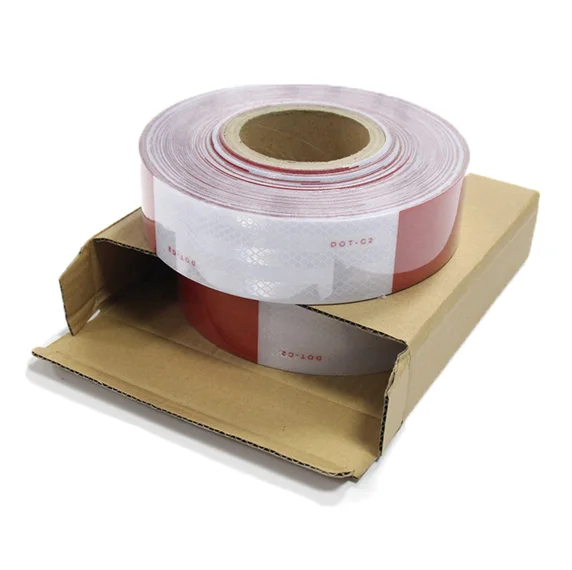 Lianxing DOT-C2 Retro Reflective Conspicuity Reflector Sticker Red and White Reflective Tape for Truck Trailer