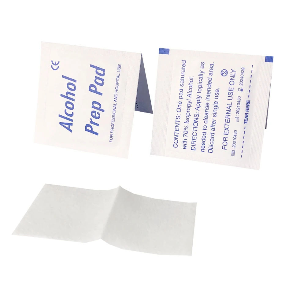 Sterile 100 Alcohol Wipes Alcohol Pads 70% Isopropyl Alcohol Antiseptic Home Free Sample Medical CE Rich White Customizable -