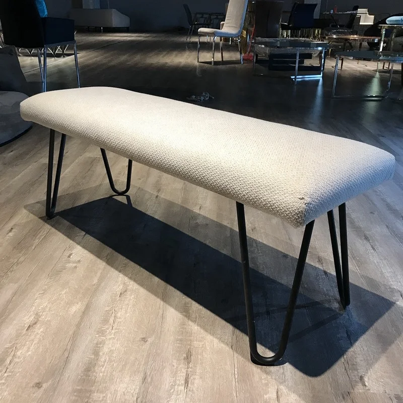 
2020 New Modern Pouf Interior Design Bench Upholstered Low Seat Linen Foot Rest Stool Ottoman 