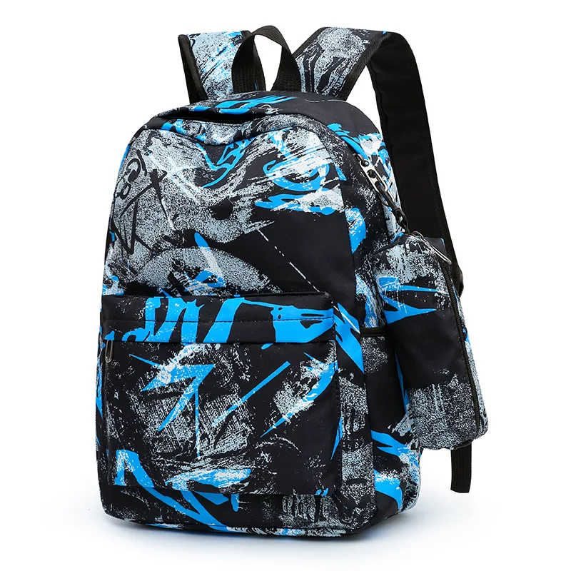 College Student Nylon School Bag for Zipper Waterproof Girls Boy Graffiti Backpacks Teenager Personality