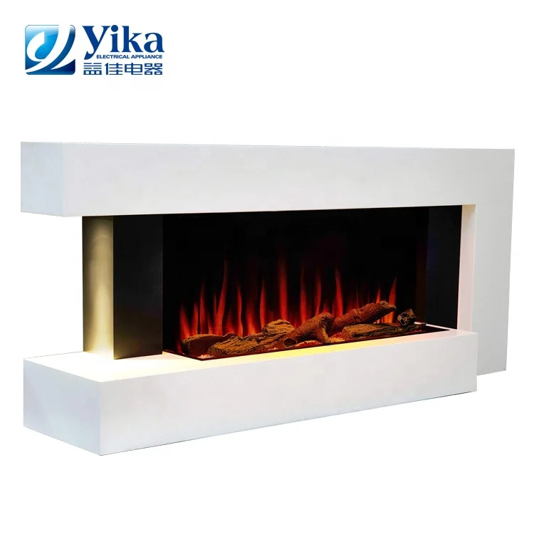 Yijia Modern Luxury Indoor 220~240V wall mounted led white electric fireplace with heater
