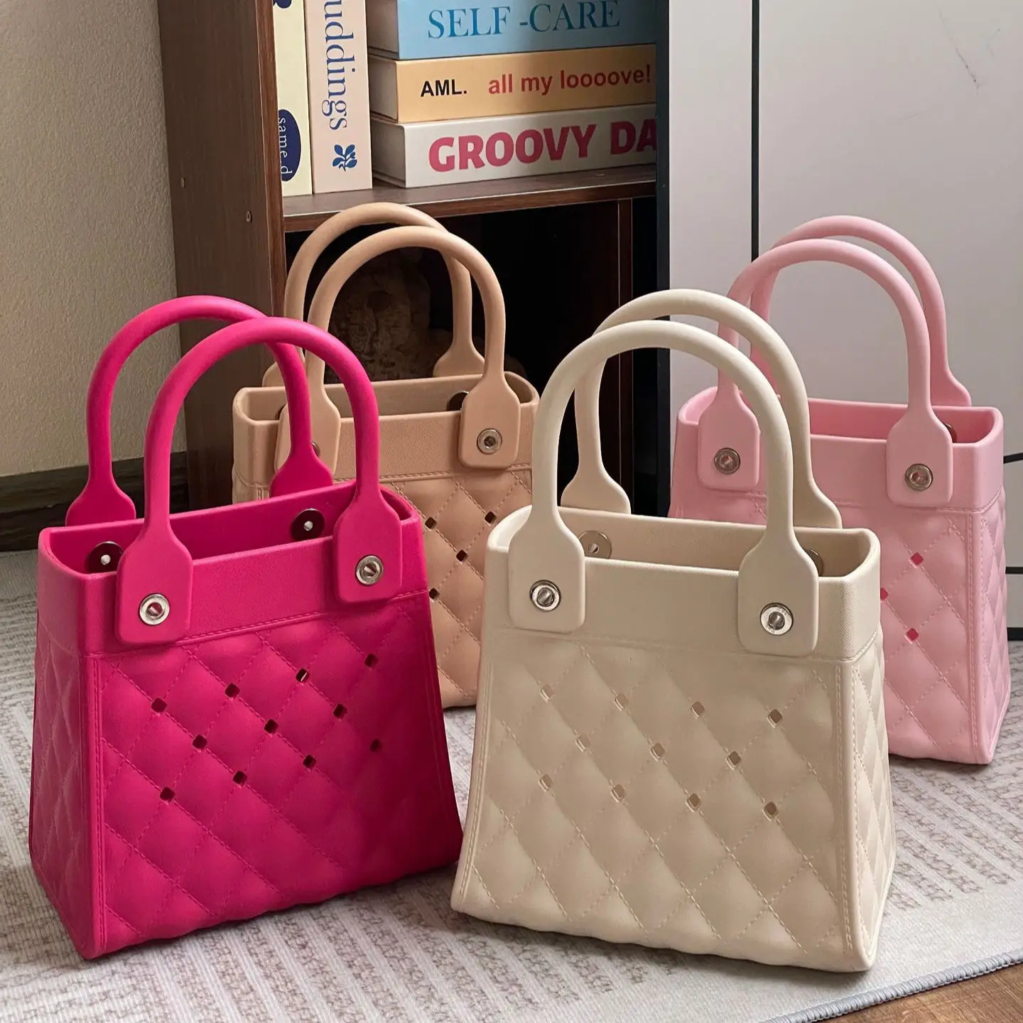 2024 Fashion Eva New Mini Jelly Bag Diy Hole Bag Lovely Beach Holiday Travel Ladies Handbag