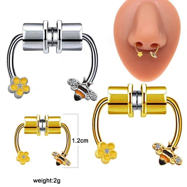 Gaby New Arrival None Piercing Jewelry Septum Nose Ring Magnet Hoop Clip On Nose Ring Whole Sale Gold nose cuff