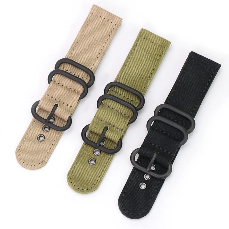 Durable cotton fabric watch straps quick release canvas watch bands with metal eyes on the holes