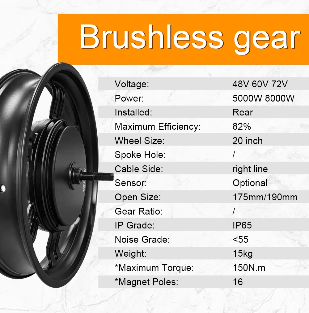 High quality 1500w 36v 48v brushless gear ebike 20 inch bicycle electric rear drive wheel hub motor kit for motorcycle