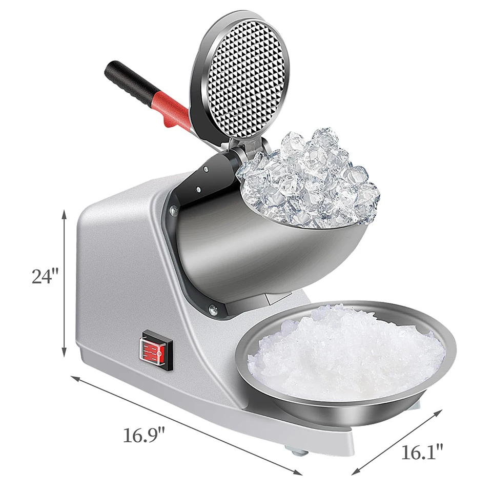 HD109 Ice Shaver Prevent Splash Electric Two Blades Snow Cone Maker Stainless Steel Shaved Ice Machine Commercial Ice Crushers