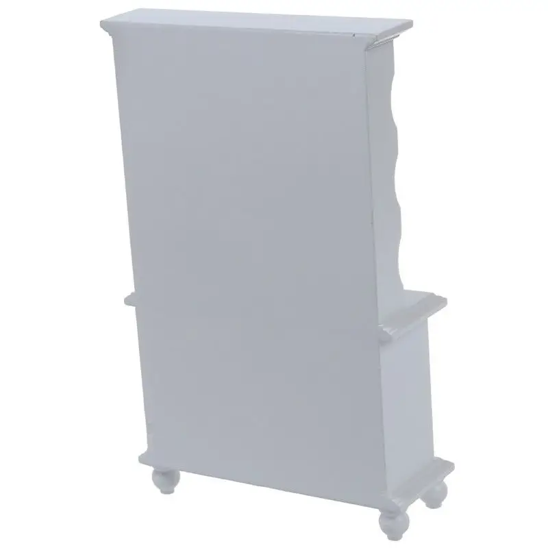 iland Miniatures Cupboard Display Bookcase Cabinet Dollhouse Furniture Wooden 1:12 Three Layer Double Cabinet
