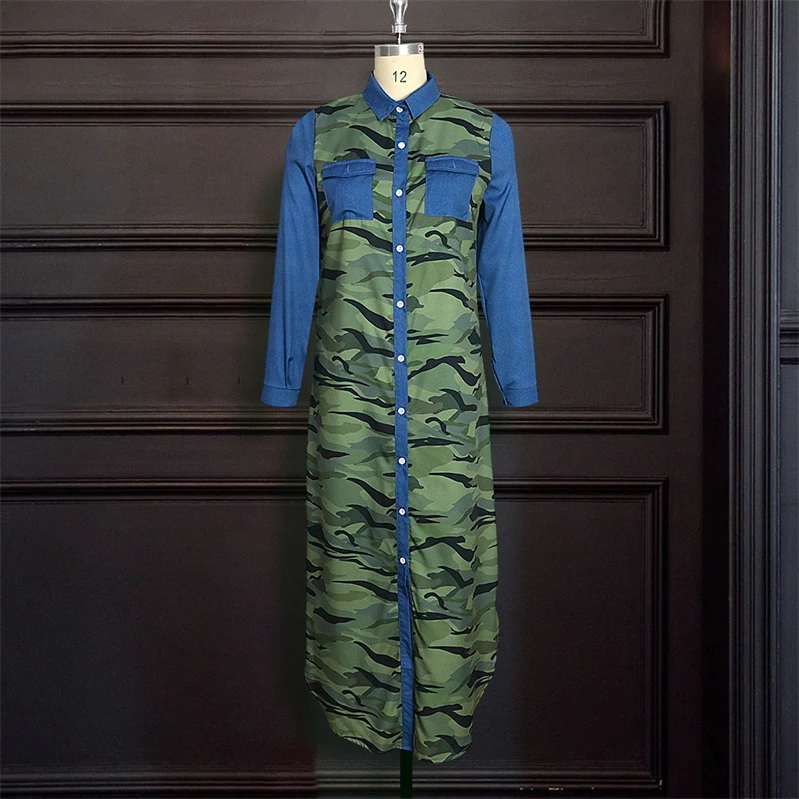 Hot Selling Woman Shirt Dress Fashion Printed Woman Long Dress Fall Clothing For Women Casual Dresses