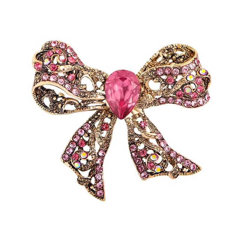 Fashion Luxury alloy butterfly bow diamond brooches brooch pin