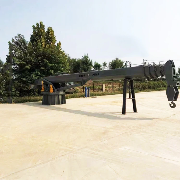 High-quality marine crane deck hydraulic telescopic boom crane 360 degree unlimited rotation boat floating crane
