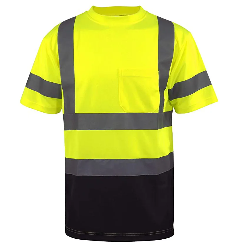 Изготовление на заказ Печать логотипа Hi Vis футболка карман Светоотражающая два тона с коротким и длинным рукавом чтобы вы были заметны черной подошве; Цвета: