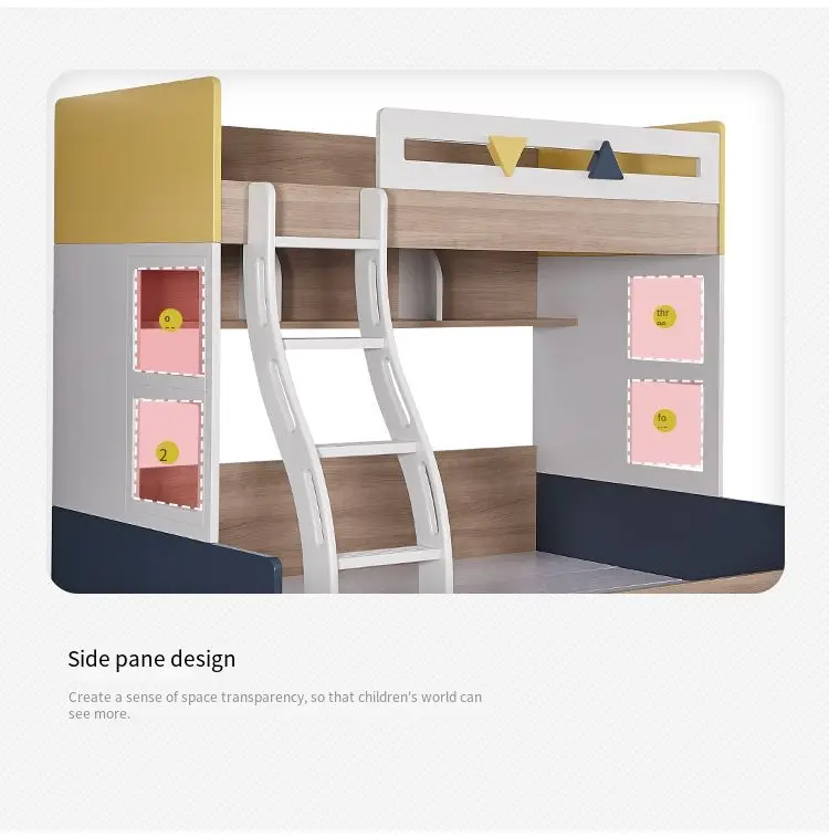 121322 Modern wooden multidunction kid bunk beds with stairs wood and desk