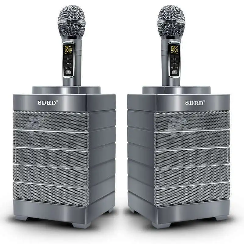 SD128 speaker protable karaoke Hot sell speaker Home KTV  super Bass wireless dual speakers SD128 double microphone karaoke