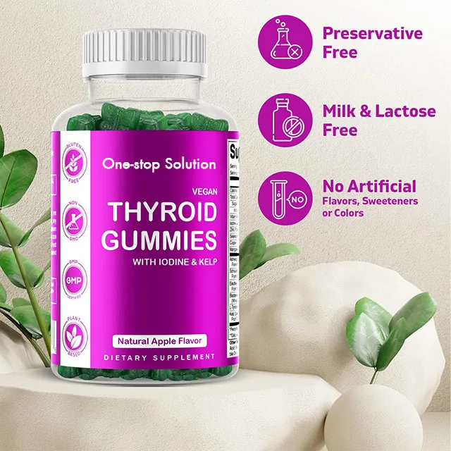 Vitamina C Vegan Thyroid Support Gummies with Iodine Kelp Gummy Supplement Improve Energy Increase Metabolism