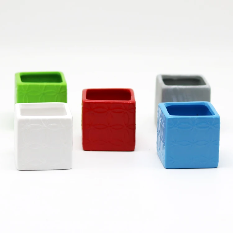 Wholesale square small flower pots succulent growing ceramic pots