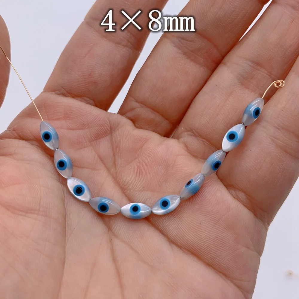 Fashion MOP Sea Shell Marquise Blue Evil Eye Beads For diy Jewelry Making Accessories Wholesale